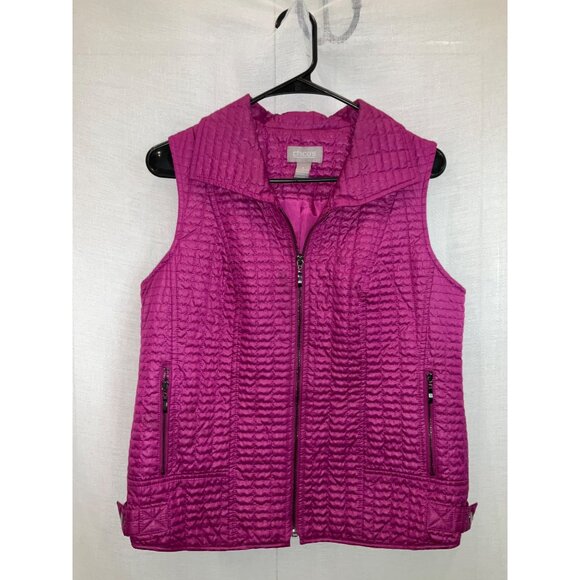 Chico's Pink Quilted Zip-Up Vest size 1 Medium - Picture 1 of 4